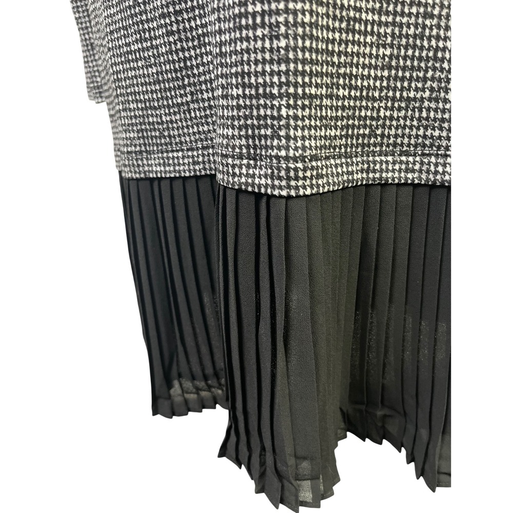 MICHAEL Michael Kors Officecore Houndstooth Pleated Dress Long Sleeve Black M - Picture 3 of 10